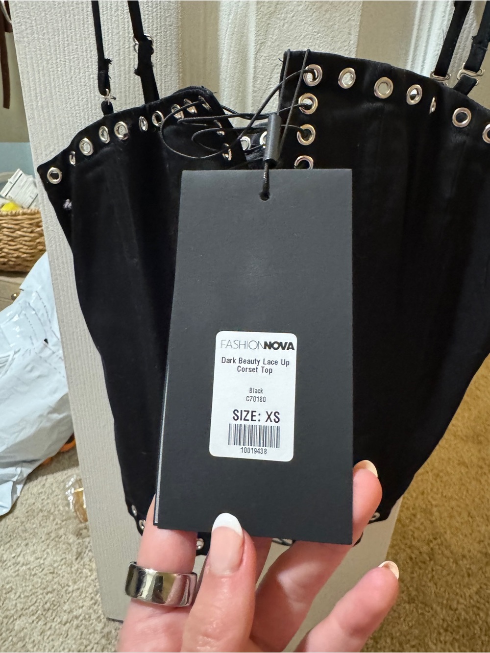 Black Lace-Up Grommet Bustier Top fashionova - Picture 3 of 4